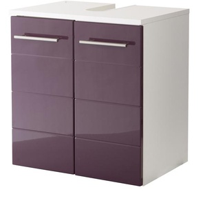 Waschbeckenunterschrank HELD MÖBEL Porto Schränke Gr. B/H/T: 50 cm x 53 cm x 34 cm, 2 St., lila (brombeer, weiß) Bad-Waschbecken-Unterschränke Badmöbel, Breite 50 cm