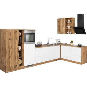 Kochstation Küche KS-Bruneck, Stellbreite 380/180 cm breit, Ceran oder Induktionskochfeld, MDF