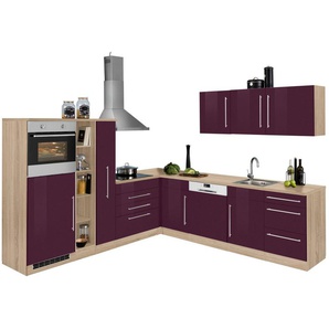 Kochstation Winkelküche KS-Samos, mit E-Geräten, Stellbreite 260 x 270 cm mit Stangengriffen aus Metall
