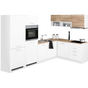HELD MÖBEL Winkelküche Visby, mit E-Geräte, 300x180 cm, inkl. Kühl/Gefrierkombi und Geschirrspüler