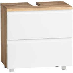 Held Waschbeckenunterschrank, Weiß, Eiche Wotan, Holzwerkstoff, 1 Schubladen, 60x59x35 cm, Made in Germany, stehend, hängend, Badezimmer,