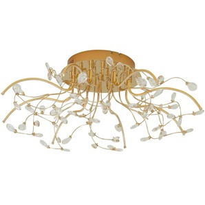 HELL-höllisch gutes Licht LED-Deckenleuchte messing poliert mit Glasblättern - gold - Materialmix - 77.0 | Möbel Kraft