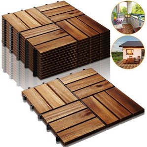 Hengda - 11x Holzfliesen 30x30cm Akazienholz Balkonfliesen. Perfekt fliese für Deck Garten Balkon Terrasse(12 Latten 1 m²)