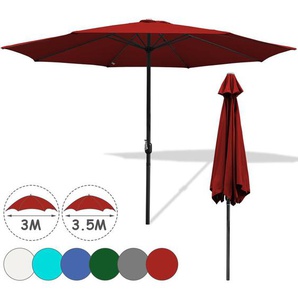 Hengda - 3.5m Sonnenschirm Gartenschirm Wasserabweisend Terrassenschirm UV30+ mit Handkurbel balkon Marktschirm, Rot