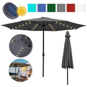 Hengda - 3.5m Sonnenschirm mit led Gartenschirm Wasserabweisend mit Handkurbel Garten UV40+ Balkon Outdoor, Beige