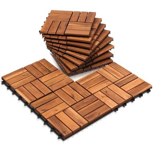 Hengda - Akazienholz Holzfliesen. 30x30cm Balkonfliesen Gartenfliesen Terrassenfliesen. 4m². 6 Latten. Fliese Leicht verlegbar(44 Stück)
