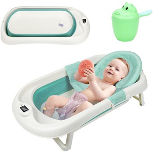 Hengda Baby Badewanne Babywanne Kinder Faltbare klappbar Baden Sicher 3 in 1 0-6 Jahre mit Standfüßen Tragbare mit Sicherheitsnetz Thermometer