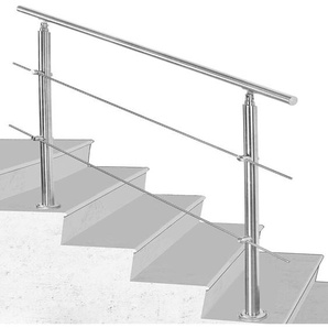 Hengda - Handlauf Aluminium. Treppengeländer innen & außen. 120 cm. ø 42mm. mit 2 Querstreben für den Garten.Treppenhaus innen. Hauseingang uvm