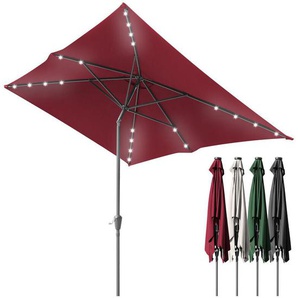 Hengda - Sonnenschirm, Gartenschirm, Balkonschirm, Rechteckig, Kippbar, 1.4x2.1M, led, Rot