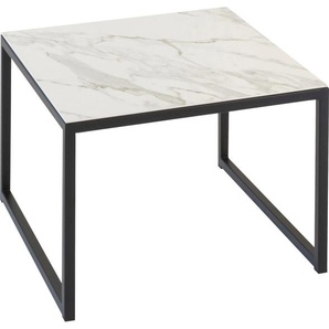 Beistelltisch HENKE MÖBEL Tische Gr. B/H/T: 50 cm x 36 cm x 50 cm, weiß (calacatta) Beistelltische Tischplatte aus hochwertiger Keramik