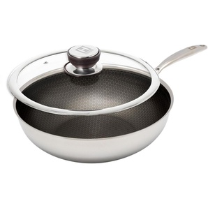 HENSSLERS Wok HENSSLERS Edelstahl Wok inkl. Glasdeckel, Ø 28 cm, Edelstahl (2-tlg), Wokpfanne für die asiatische Küche