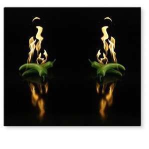 Herd-Abdeckplatte WALL-ART brennende Chili heiße asiatische Küche Herdabdeckplatten Gr. B/H: 60 cm x 52 cm, 2 tlg., bunt Küchendekoration moderne Schutzplatte