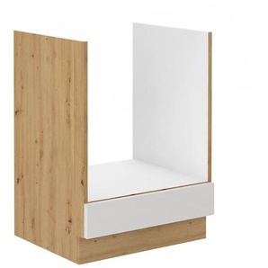 Herd Unterschrank 60 cm Eiche Artisan + Weiß Hochglanz Küchenzeile Küchenblock