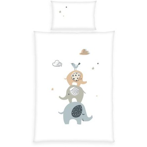 Herding Baby ELEPHANTS - Renforcé Bettwäsche mit Wendemotiv, 100% Baumwolle, 100 x 135 cm