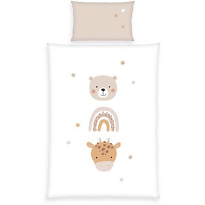 Herding Baby LITTLE FRIENDS - Renforcé-Bettwäsche mit Wendemotiv, 100% Baumwolle, 100 x 135 cm
