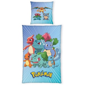 Herding Jugendbettwäsche Pokémon, Blau, Weiß, Textil, Kinder, 135x200 cm, Oeko-Tex® Standard 100, pflegeleicht, Schlaftextilien, Bettwäsche,