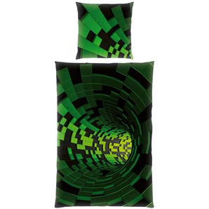 Herding Jugendbettwäsche, Schwarz, Grün, Textil, 135x200 cm, Oeko-Tex® Standard 100, Schlaftextilien, Bettwäsche, Kinderbettwäsche