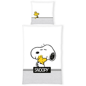 Herding Jugendbettwäsche Snoopy, Weiß, Textil, 135x200 cm, Oeko-Tex® Standard 100, pflegeleicht, Schlaftextilien, Bettwäsche, Kinderbettwäsche