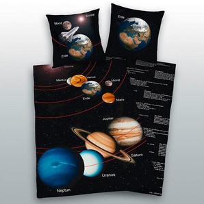 Herding Jugendbettwäsche Weltall, Mehrfarbig, Textil, 135x200 cm, Oeko-Tex® Standard 100, Textiles Vertrauen - Oeko-Tex®, angenehm wärmend, saugfähig,