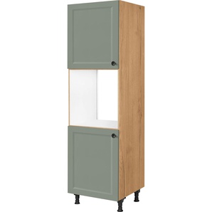 Herdumbauschrank NOBILIA Cascada, Ausrichtung wählbar Schränke Gr. B/H/T: 60 cm x 216,6 cm x 58,3 cm, Links, 2 St., schilf, ei si Herdumbauschränke