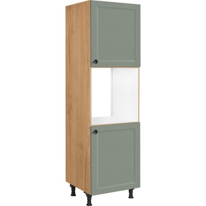 Herdumbauschrank NOBILIA Cascada, Ausrichtung wählbar Schränke Gr. B/H/T: 60 cm x 216,6 cm x 58,3 cm, Rechts, 2 St., schilf, ei si Herdumbauschränke