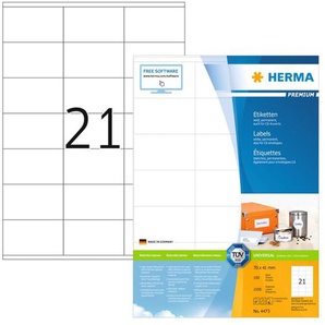 HERMA Etiketten PREMIUM Permanent Haftend A4 70x41 mm 100 Blätter