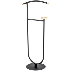 Herrendiener, Buche, Schwarz, Holz, Metall, Buche, massiv, 45x115x34 cm, standfeste Füße, Hosenhalter, Schlafzimmer, Herrendiener