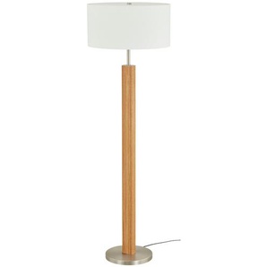 Herzblut Stehleuchte, 1-flammig Eiche geölt mit Chitz Schirm - holzfarben - Materialmix - 149 cm - [50.0] | Möbel Kraft