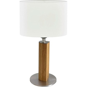 Herzblut Tischleuchte Franka, Weiß, Textil, Hartholz, 41 cm, Kippschalter, Lampen & Leuchten, Innenbeleuchtung, Tischlampen, Nachttischlampen