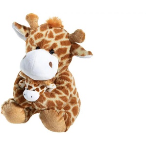 Heunec Plüschtier  Giraffe mit Baby ¦ braun ¦ Maße (cm): B: 17 H: 18