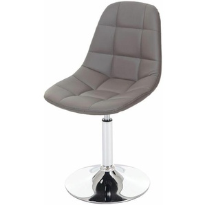 HHG - Esszimmerstuhl 856, Stuhl Drehstuhl, Retro 50er Jahre Design Kunstleder taupe-grau, Chromfuß