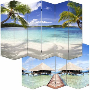 HHG - Foto-Paravent Paravent Raumteiler Spanische Wand Bagheria MVG-zertifiziert 180x240cm, Strand
