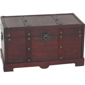 HHG - Holztruhe Holzbox Schatztruhe Antibes Antikoptik 24x46x23cm eckig