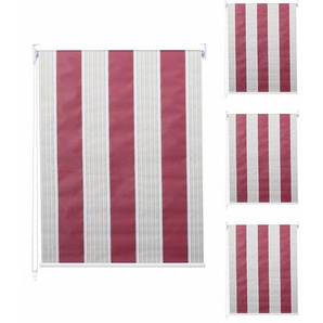 HHG - neuwertig] 4er-Set Rollo 338, Fensterrollo Seitenzugrollo Jalousie, 100x160cm Sonnenschutz blickdicht rot/weiß/beige