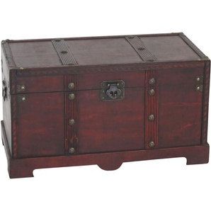 HHG - neuwertig] Holztruhe Holzbox Schatztruhe Antibes Antikoptik 24x46x23cm eckig