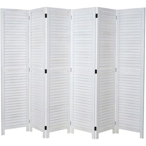 HHG - neuwertig] Paravent 640, Raumteiler Trennwand Sichtschutz, Shabby-Look Vintage, 170x243cm weiß