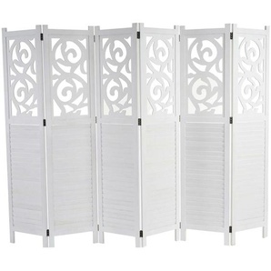 HHG - neuwertig] Paravent Izmir, Raumteiler Trennwand Sichtschutz, Ornamente 170x241x2cm, weiß