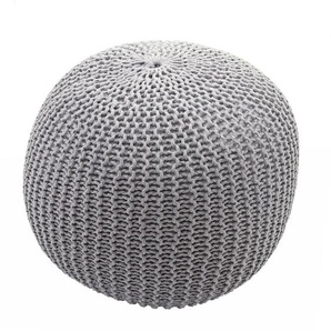HHG - neuwertig] Pouf 080, Strickhocker Sitzhocker Strickpouf, Strickoptik 40x50cm grau