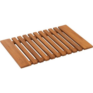 HHG - neuwertig] Teak-Fußmatte 793, Duschmatte Badematte, hochwertiges B-Grade-Teak (Kernholz, 20-30 Jahre), 4x60x40cm