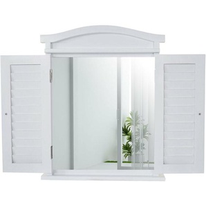 HHG - neuwertig] Wandspiegel Spiegelfenster mit Fensterläden 53x42x5cm weiß lackiert