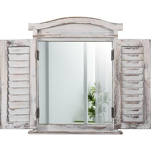 HHG - neuwertig] Wandspiegel Spiegelfenster mit Fensterläden 53x42x5cm weiß shabby