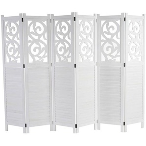 HHG - Paravent Izmir, Raumteiler Trennwand Sichtschutz, Ornamente 170x241x2cm, weiß