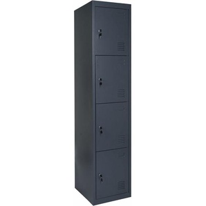HHG - Schließfach Preston T163, Schließfachschrank Wertfachschrank Spind, Metall 180x38x45cm anthrazit