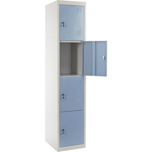 HHG - Schließfach Preston T163, Schließfachschrank Wertfachschrank Spind, Metall 180x38x45cm, blau
