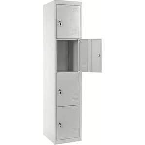 HHG - Schließfach Preston T163, Schließfachschrank Wertfachschrank Spind, Metall 180x38x45cm, grau