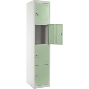 HHG - Schließfach Preston T163, Schließfachschrank Wertfachschrank Spind, Metall 180x38x45cm, grün