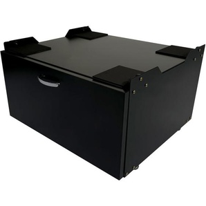 HHG - Waschmaschinenunterschrank 501, Sockel Podest Erhöhung Untergestell, Schublade 33x61x52cm schwarz