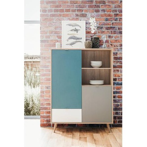 Highboard 103 x 139 x 40cm Braun/Multicolor/Beige