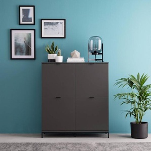 Highboard HARMA 110 x 124 x 40cm Grau/Dunkelgrau