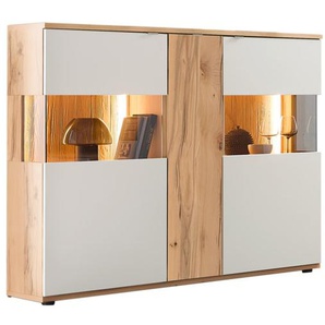 Highboard Bergen, Balkenbuche/weiß, inkl. Apothekerauszug